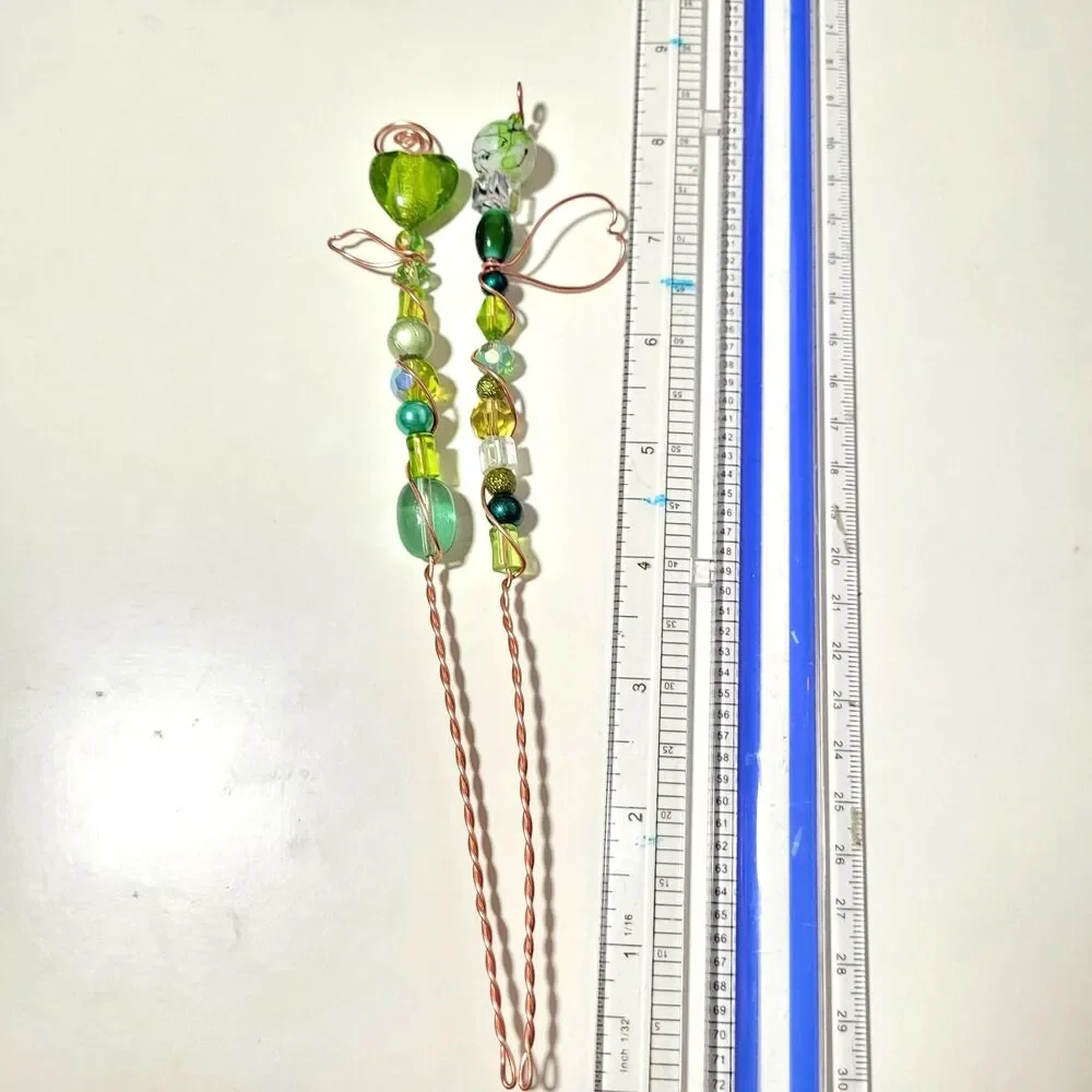 Fairy Garden Stake 058Lg#Fs Beaded Fairy wands plant stakes suncatcher plant de